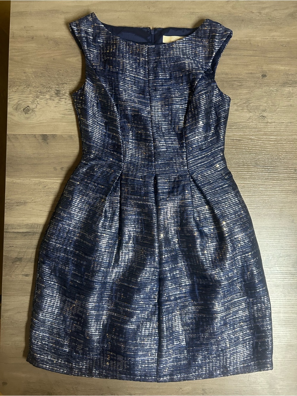 Aiden Mattox Metallic Navy Fit-and-Flare Mini Dress